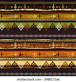 Ethnic boho seamless pattern. Tribal art boho print, border ornament. Background texture, decoration