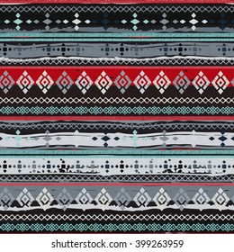 Ethnic boho seamless pattern. Tribal art boho print, border ornament. Background texture, decoration