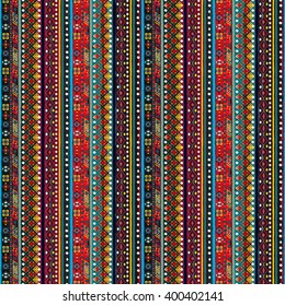Ethnic boho seamless pattern. Tribal art boho print, border ornament. Background texture, decoration