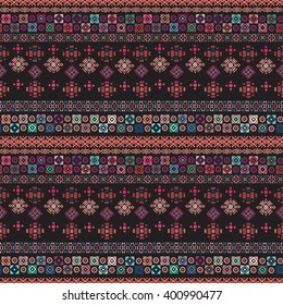 Ethnic boho seamless pattern. Tribal art boho print, border ornament. Background texture, decoration