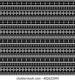 Ethnic boho seamless pattern. Tribal art print. Boho border, ethno ornament. Background texture, rustic style, black and white
