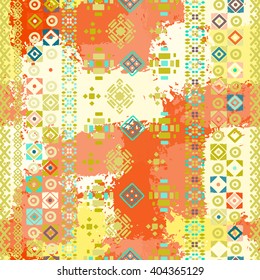 Ethnic boho seamless pattern. Tribal art camouflage print, ethno background, watercolor texture