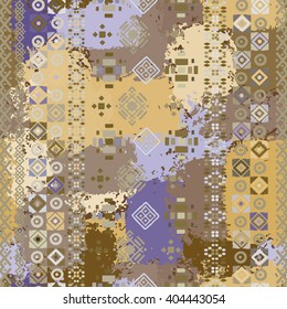 Ethnic boho seamless pattern. Tribal art camouflage print, ethno background, watercolor texture
