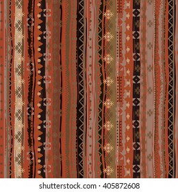 Ethnic boho seamless pattern. Tribal art print, border ornament. Background texture, decoration