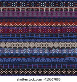 Ethnic boho seamless pattern. Tribal art print, border ornament. Background vintage texture, wrapping, wallpaper