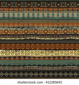 Ethnic boho seamless pattern. Tribal art print, border ornament. Background texture, decoration