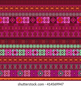 Ethnic boho seamless pattern. Tribal art, aztec print, border ornament. Background texture, wrapping, wallpaper