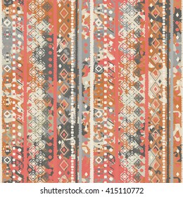 Ethnic boho seamless pattern. Tribal art colorful boho print, boho texture. Abstract distress background, watercolor painting, wrapping, wallpaper