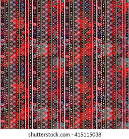 Ethnic boho seamless pattern. Tribal art colorful boho print, boho texture. Abstract distress background, watercolor painting, wrapping, wallpaper