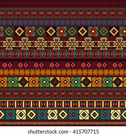 Ethnic boho seamless pattern. Tribal art, aztec print, border ornament. Background texture, wrapping, wallpaper