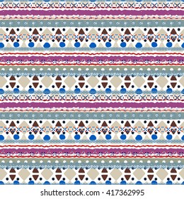 Ethnic boho seamless pattern. Tribal art, geometric print, border ornament. Background texture, wrapping, wallpaper