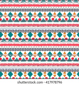 Ethnic boho seamless pattern. Tribal art, geometric print, border ornament. Background texture, wrapping, wallpaper