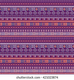 Ethnic boho seamless pattern. Tribal art, aztec print, border ornament. Background texture, wrapping, wallpaper