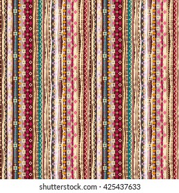 Ethnic boho seamless pattern. Tribal art, colorful ethno print. Background texture, wrapping, wallpaper