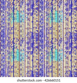 Ethnic boho seamless pattern. Tribal art colorful boho print, boho texture. Abstract distress background, watercolor painting, wrapping, wallpaper