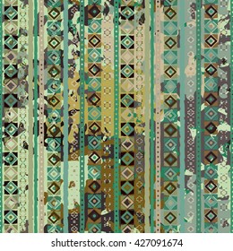 Ethnic boho seamless pattern. Tribal art colorful boho print, boho texture. Abstract distress background, watercolor painting, wrapping, wallpaper