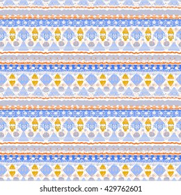 Ethnic boho seamless pattern. Tribal art, geometric print, border ornament. Background texture, wrapping, wallpaper