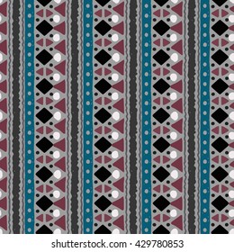 Ethnic boho seamless pattern. Tribal art, geometric print, border ornament. Background texture, wrapping, wallpaper