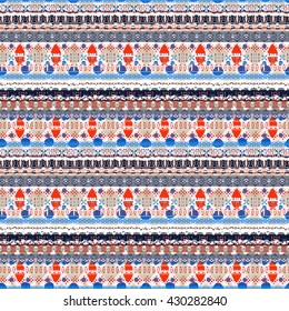 Ethnic boho seamless pattern. Tribal art, geometric print, border ornament. Background texture, wrapping, wallpaper