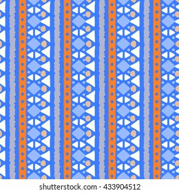 Ethnic boho seamless pattern. Tribal art, geometric print, border ornament. Background texture, wrapping, wallpaper