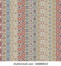 Ethnic boho seamless pattern. Tribal art vintage print, carpet, rug, embroidery. Background texture, dots, wallpaper