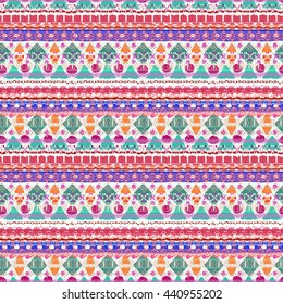 Ethnic boho seamless pattern. Tribal art, geometric print, border ornament. Background texture, wrapping, wallpaper