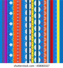 Ethnic boho seamless pattern. Tribal art print. Indian traditional ornament. Colorful border background texture. Fabric, cloth design, wallpaper, wrapping