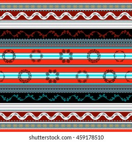 Ethnic boho seamless pattern. Tribal art print. Indian traditional ornament. Colorful border background texture. Fabric, cloth design, wallpaper, wrapping