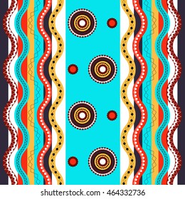 Ethnic boho seamless pattern. Tribal art print. Indian traditional ornament. Colorful border background texture. Fabric, cloth design, wallpaper, wrapping