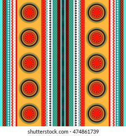 Ethnic boho seamless pattern. Tribal art print. Indian traditional ornament. Colorful border background texture. Fabric, cloth design, wallpaper, wrapping