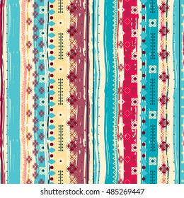 Ethnic. Boho seamless pattern. Tribal art. Ethno ornament. African background texture. Ethnicity distressed print. Vector design