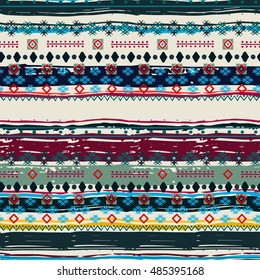 Ethnic. Boho seamless pattern. Tribal art. Ethno ornament. African background texture. Ethnicity distressed print. Vector design