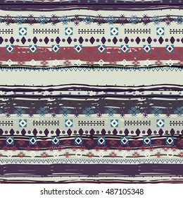 Ethnic. Boho seamless pattern. Tribal art. Ethno ornament. African background texture. Ethnicity distressed print. Vector design