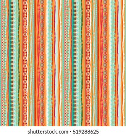 Ethnic boho seamless pattern. Tribal art, colorful ethno print. Background texture, wrapping, wallpaper