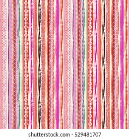 Ethnic boho seamless pattern. Tribal art, colorful ethno print. Background texture, wrapping, wallpaper