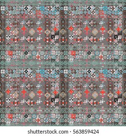 Ethnic boho seamless pattern. Tribal art, random, chaotic print. Background texture, carpet