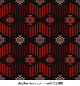 Ethnic boho seamless pattern. Tribal art print, repeatable background. Retro motif. Vector illustration. Textile rapport.