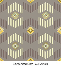 Ethnic boho seamless pattern. Tribal art print, repeatable background. Retro motif. Vector illustration. Textile rapport.
