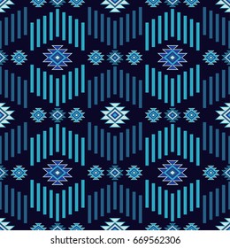 Ethnic boho seamless pattern. Tribal art print, repeatable background. Retro motif. Vector illustration. Textile rapport.