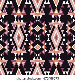 Ethnic boho seamless pattern. Tribal art print, repeatable background. Retro motif. Vector illustration. Textile rapport.
