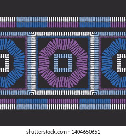 Ethnic boho seamless pattern. Zebra stripes. Lace. Embroidery on fabric. Patchwork texture. Weaving. Traditional ornament. Tribal pattern. Folk motif. Can be used for wallpaper, textile, wrapping.