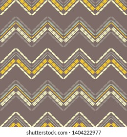 Ethnic boho seamless pattern. Zigzag. Embroidery on fabric. Patchwork texture. Weaving. Traditional ornament. Tribal pattern. Folk motif. Can be used for wallpaper, textile, wrapping, web.