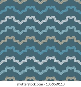 Ethnic boho seamless pattern. Zigzags and waves. Patchwork texture. Weaving. Traditional ornament. Tribal pattern. Folk motif. Can be used for wallpaper, textile, invitation card, wrapping, web page.