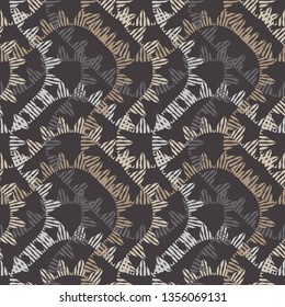 Ethnic boho seamless pattern. Zigzags and waves. Patchwork texture. Weaving. Traditional ornament. Tribal pattern. Folk motif. Can be used for wallpaper, textile, invitation card, wrapping, web page.