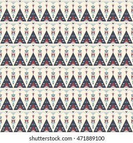 Ethnic boho seamless patterns. Abstract vintage ornament. Background texture, wallpaper, wrapping. Vector illustration.