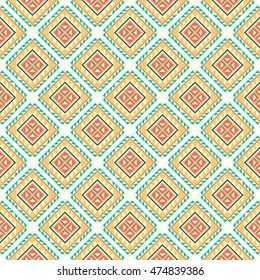 Ethnic boho seamless patterns. Vintage ornament. Abstract background texture, wallpaper, wrapping. Vector illustration.