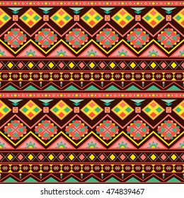 Ethnic boho seamless patterns. Vintage ornament. Abstract background texture, wallpaper, wrapping. Vector illustration.