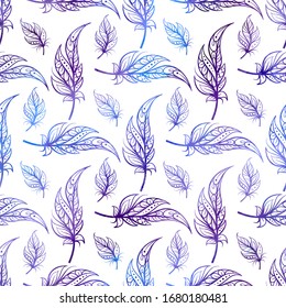 Ethnic boho style feathers. Vector seamless pattern.
