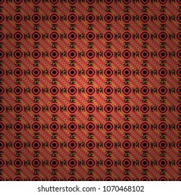 Ethnic boho style. Seamless hand drawn tribal tiles texture. Native batik watercolor artistic black, red and pink seamless pattern. Vector illustration.