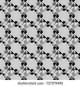 Ethnic boho style. Seamless hand drawn tribal tiles texture. Native batik watercolor artistic black, white and gray seamless pattern. Vector illustration.